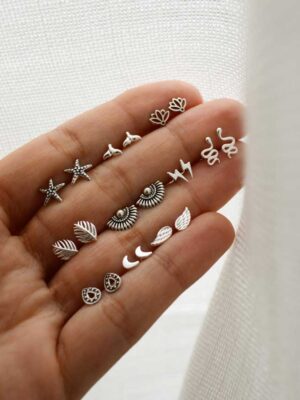 Celtiana | Brincos pequenos (ear studs) com formas variadas em Prata 925 sem Níquel