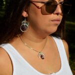 Celtiana | Colar Luma - Colar em forma de lua com cristais Ametista, Labradorite ou Obsidiana Negra e níquel free (sem níquel)