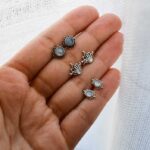 Celtiana | Brincos Armel - Brincos pequenos em Prata 925 sem Níquel com Pedra Nácar