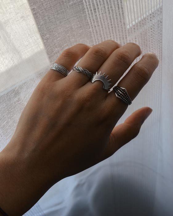 Conjunto de Anéis em Prata 925 sem Níquel - Celtiana | Anéis em Prata 925