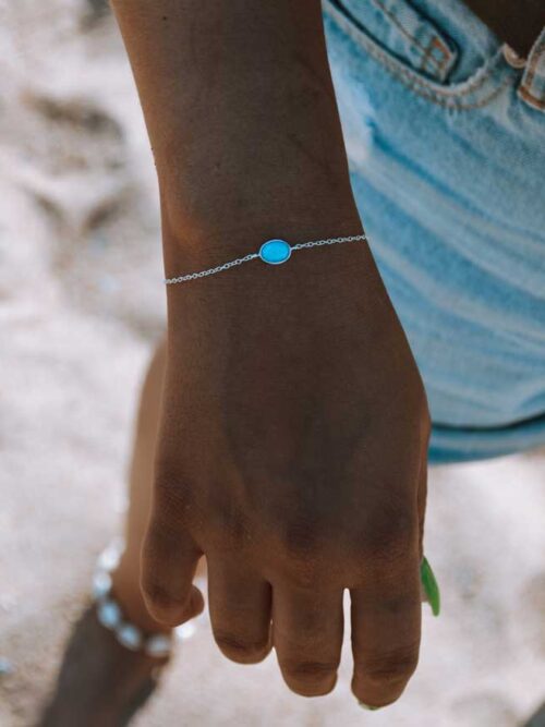 Celtiana | Pulseira Kery - Pulseira em Prata 925 sem Níquel com Cristal Opala Azul