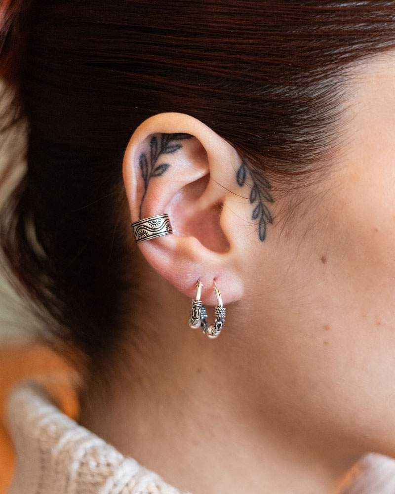 Argolas Bali e Earcuff em Prata 925 sem Níquel