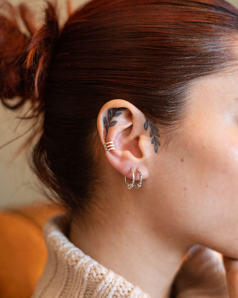 Argolas Bali e Earcuff em Prata 925 sem Níquel